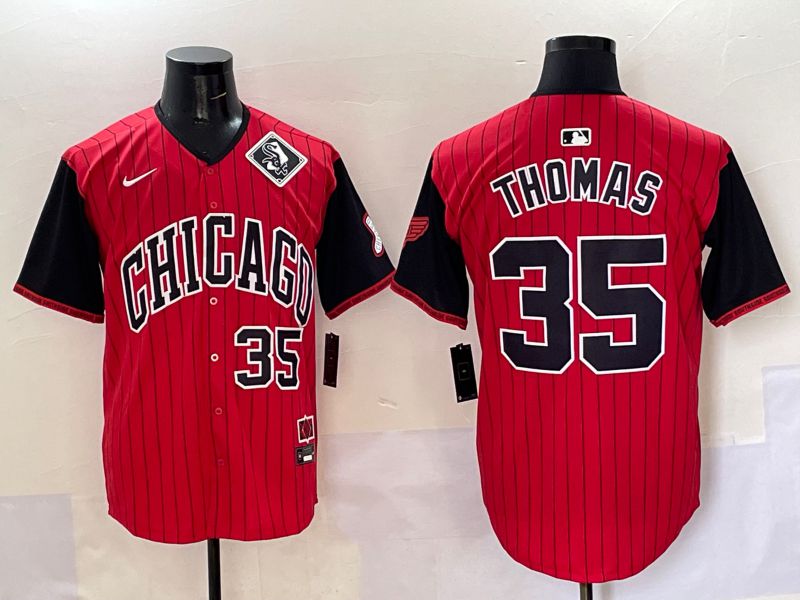 Men 2025 Chicago White Sox #35 Thomas Red Stripe Joint Name Nike MLB Jersey style 36->chicago white sox->MLB Jersey